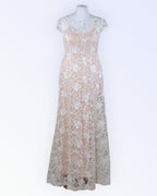 Sheer tulle lace wedding dress with sequins