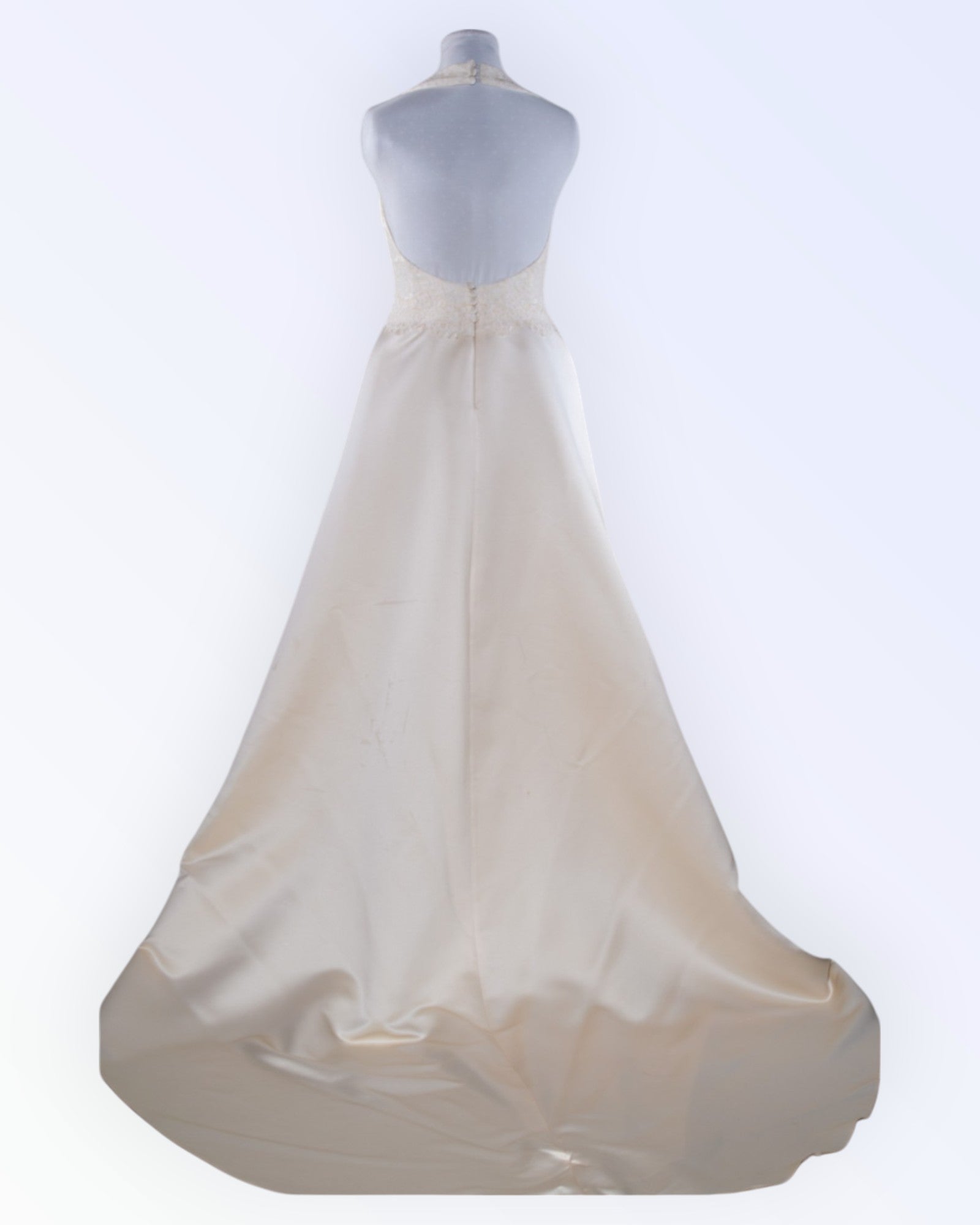 Cream wedding dress with long train
