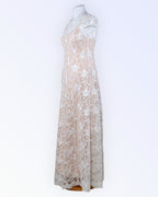 Sheer tulle lace wedding dress with sequins