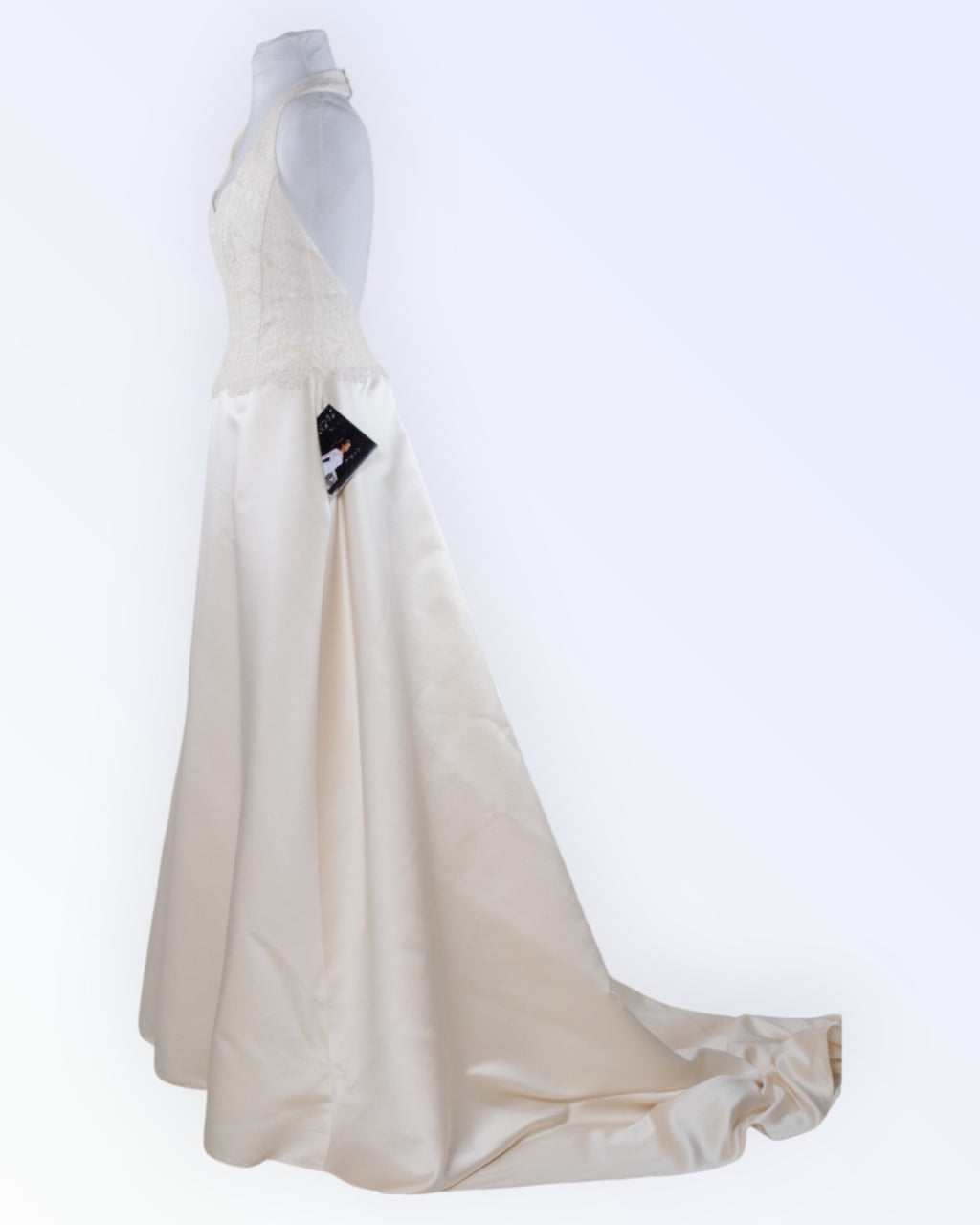 Cream wedding dress with long train