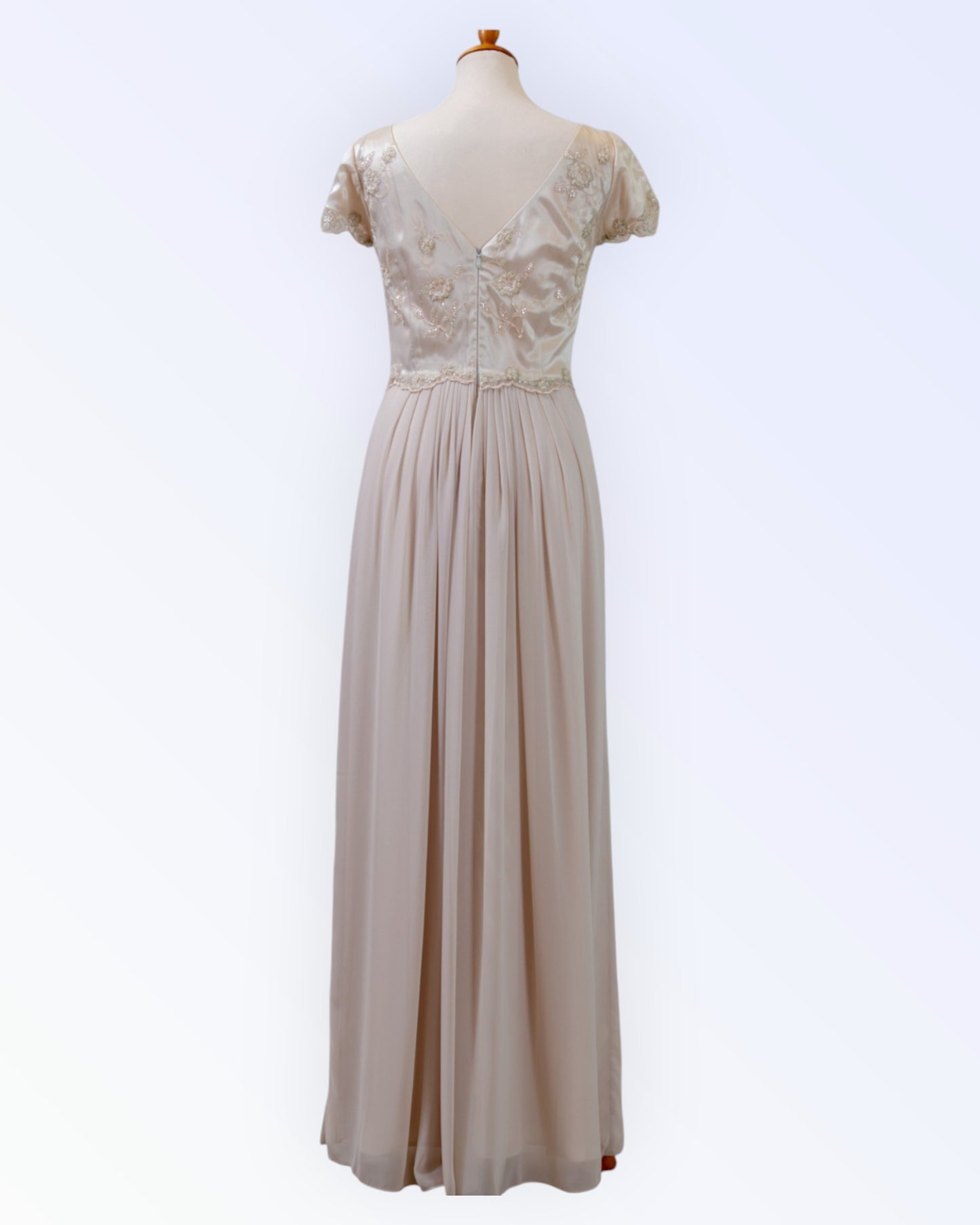 Beige chiffon formal dress