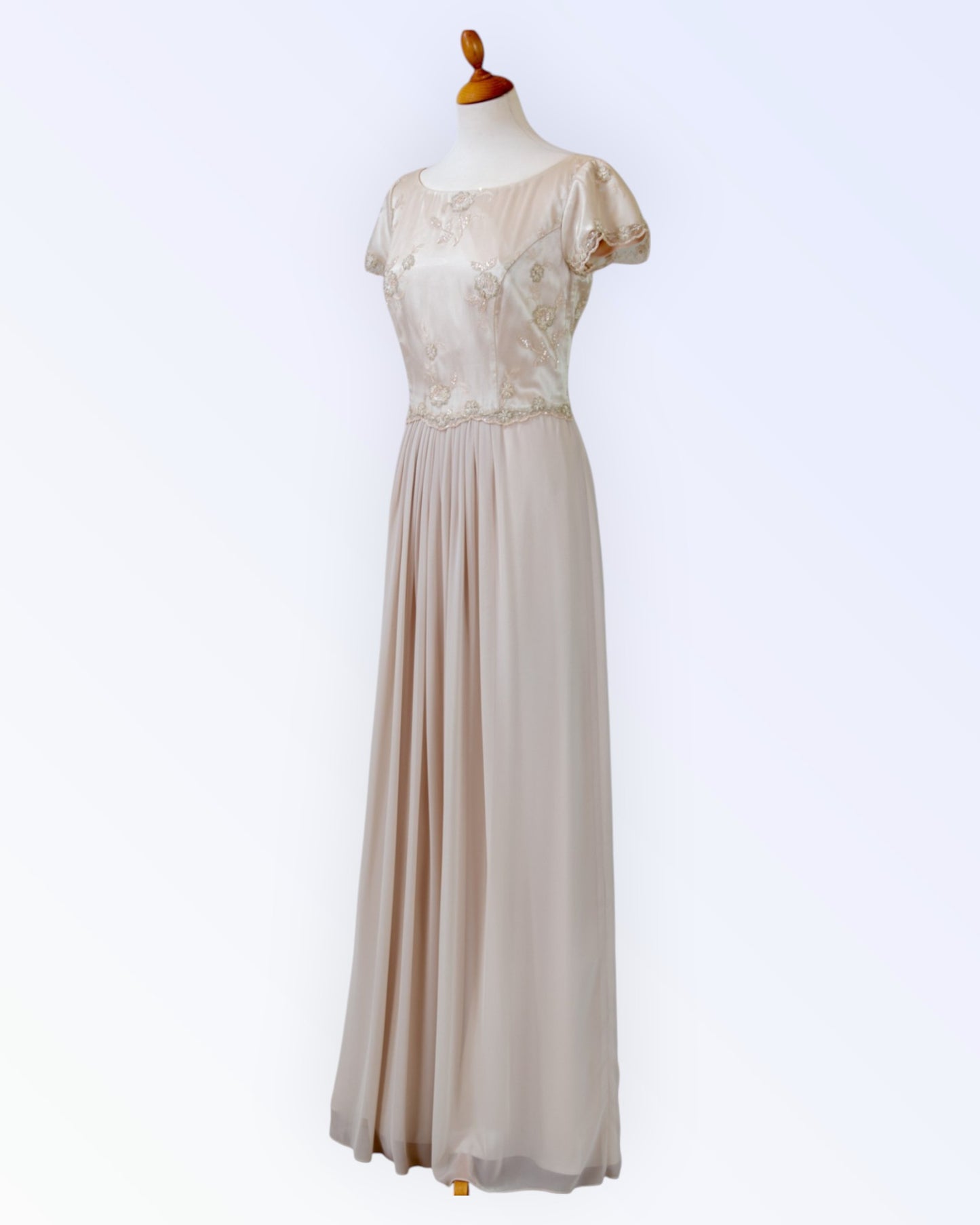 Beige chiffon formal dress