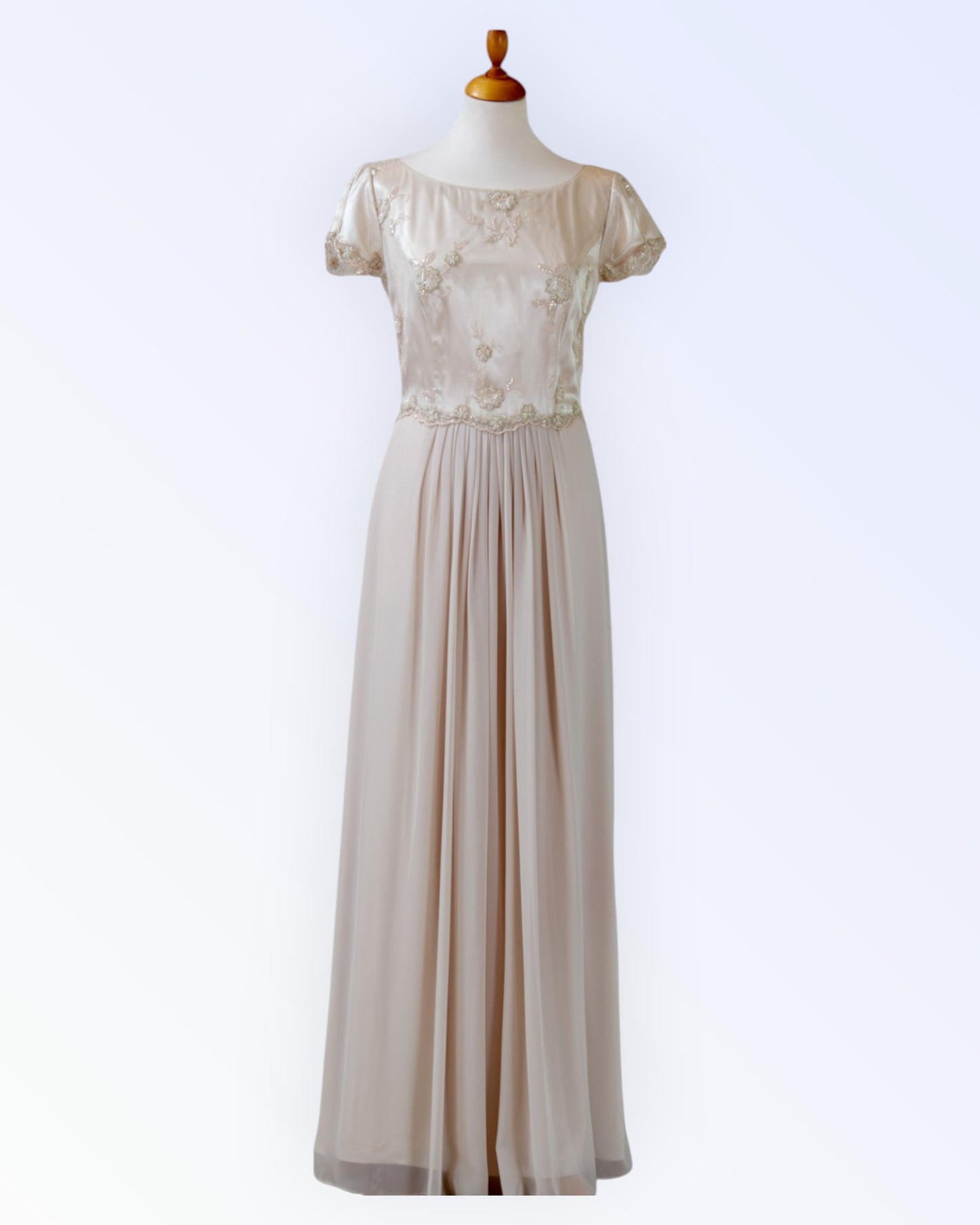 Beige chiffon formal dress