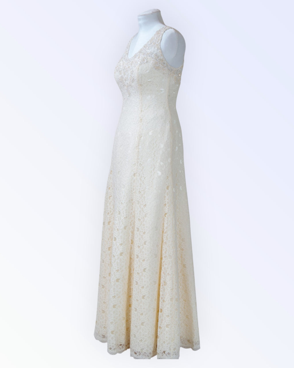 Off-white lace wedding dress