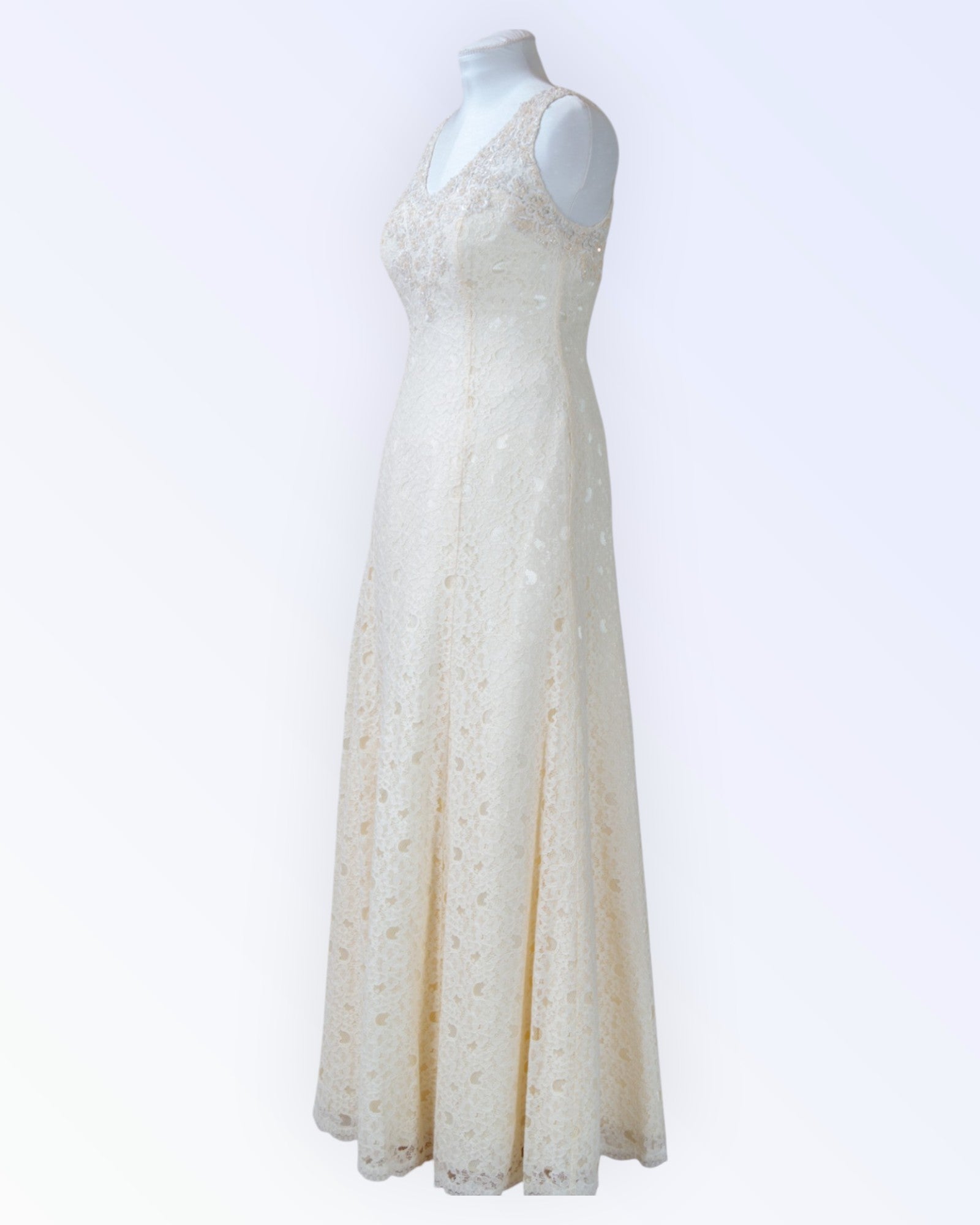 Off-white lace wedding dress