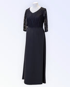 Mustast pitsist ja šifoonist pikk pidulik kleit