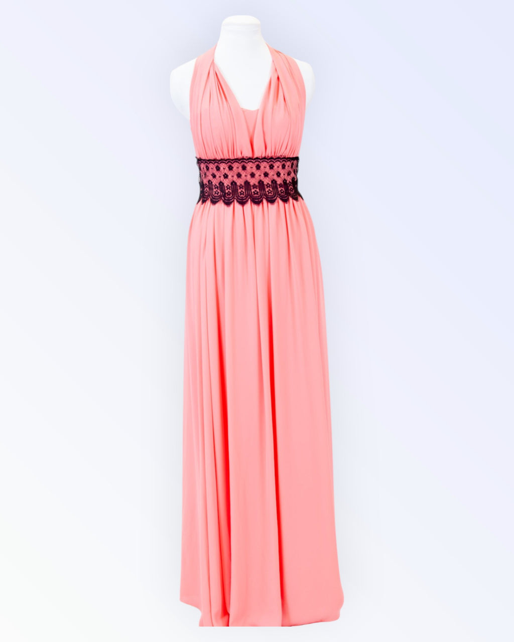 Coral pink chiffon long formal dress