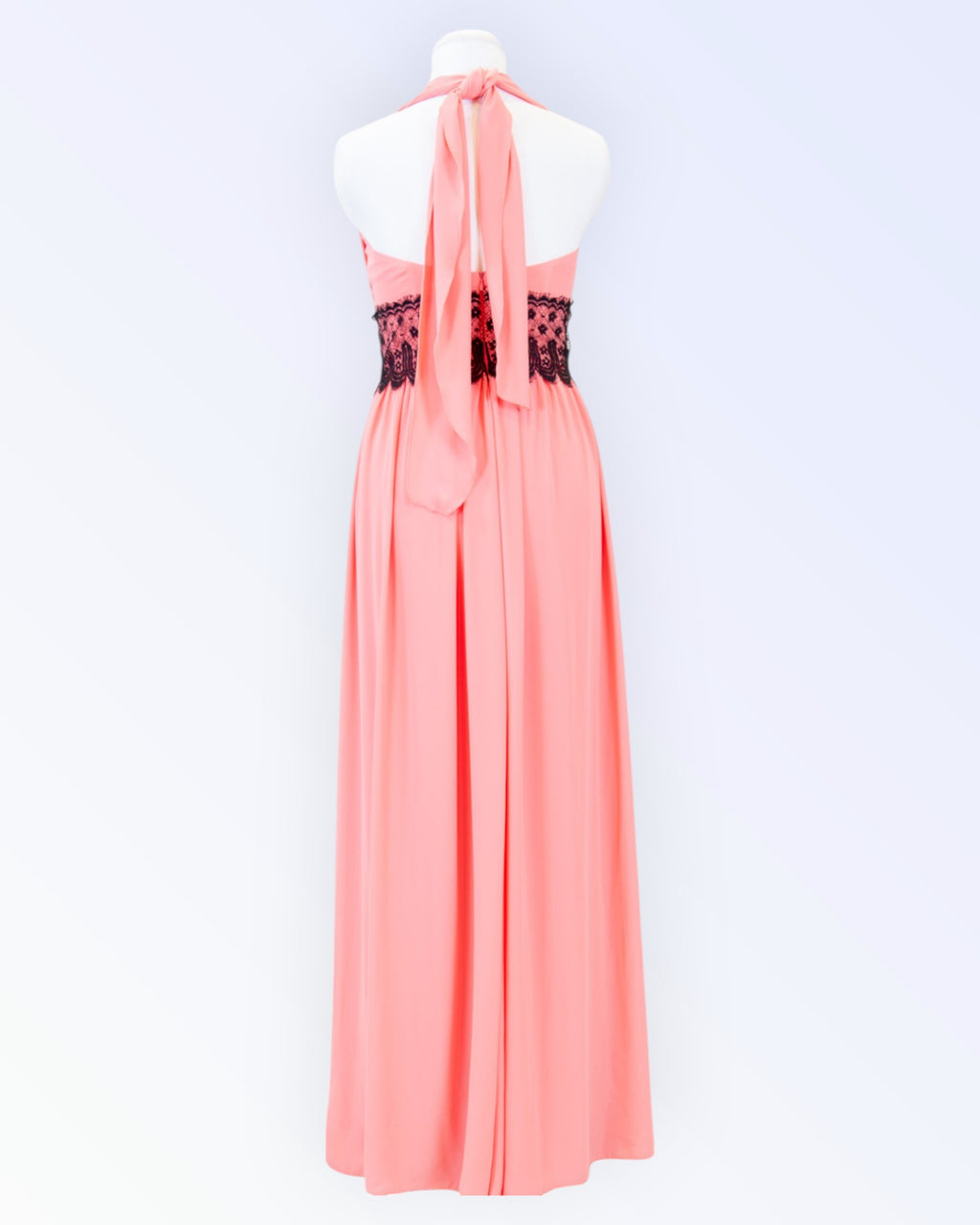 Coral pink chiffon long formal dress