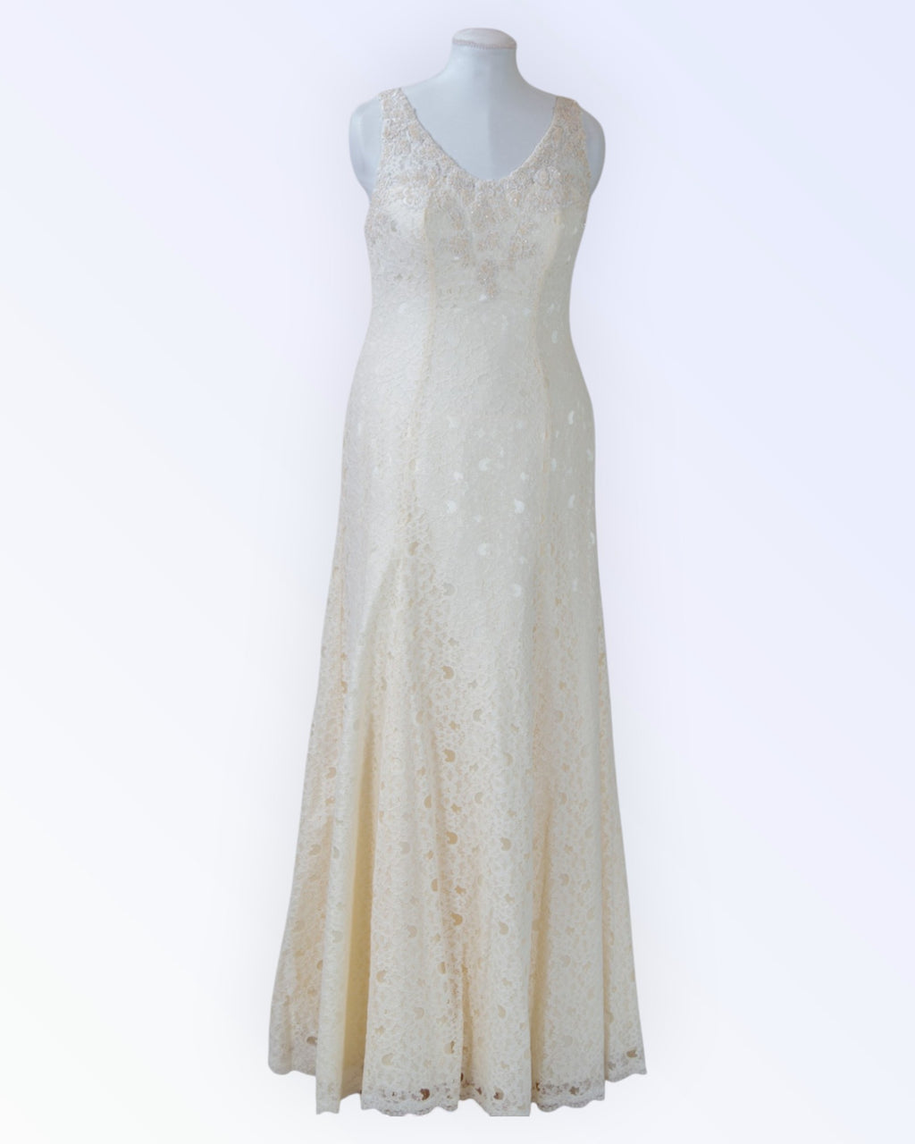 Off-white lace wedding dress