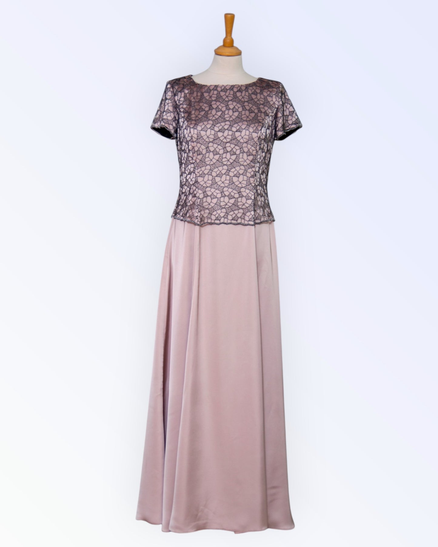 Vintage-pinkki satiini-iltapuku