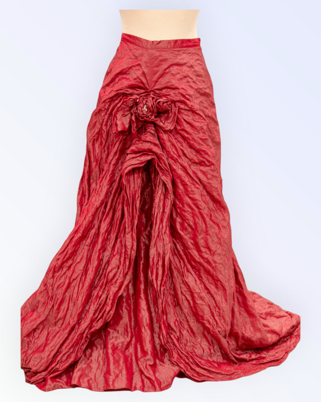 Long formal taffeta skirt with a train