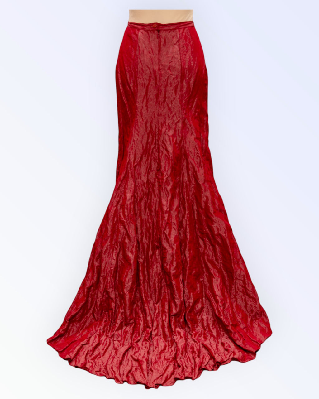 Long formal taffeta skirt with a train