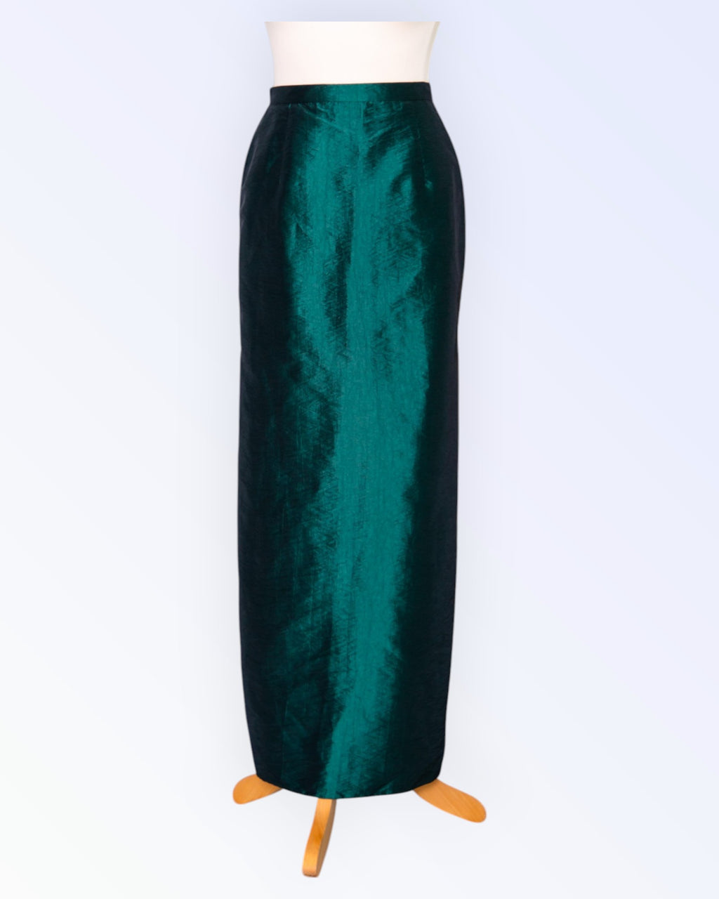 Dark green long taffeta skirt
