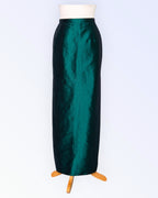 Dark green long taffeta skirt