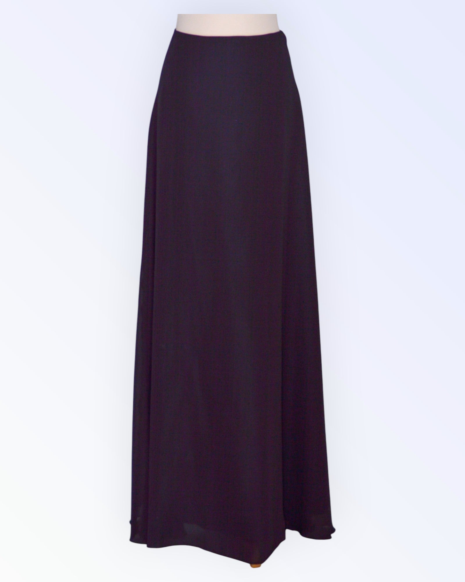 Long festive black chiffon skirt