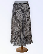 Black and white thin silk skirt
