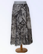Black and white thin silk skirt