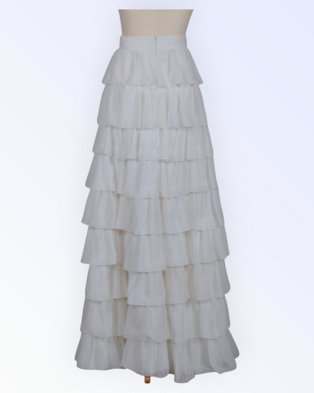 Off-white ruffled chiffon skirt