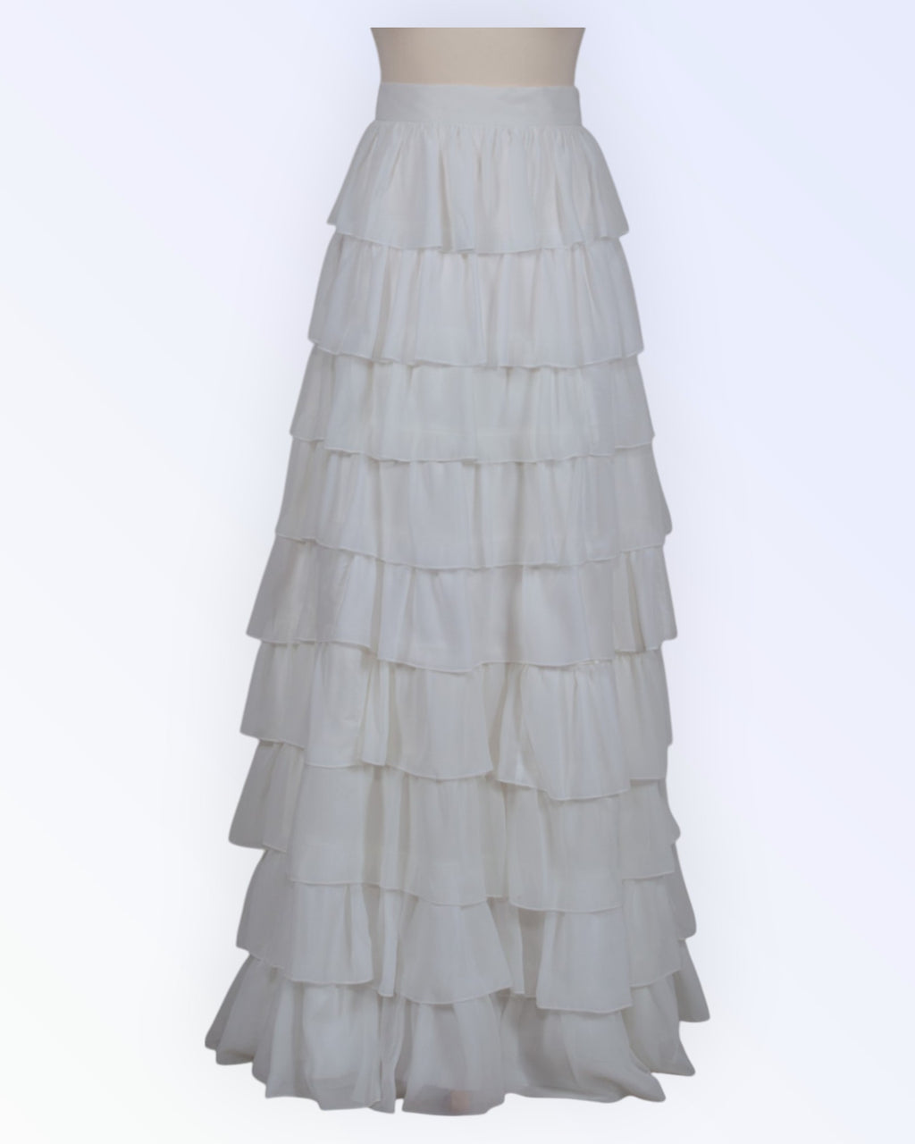 Off-white ruffled chiffon skirt