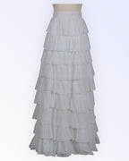 Off-white ruffled chiffon skirt