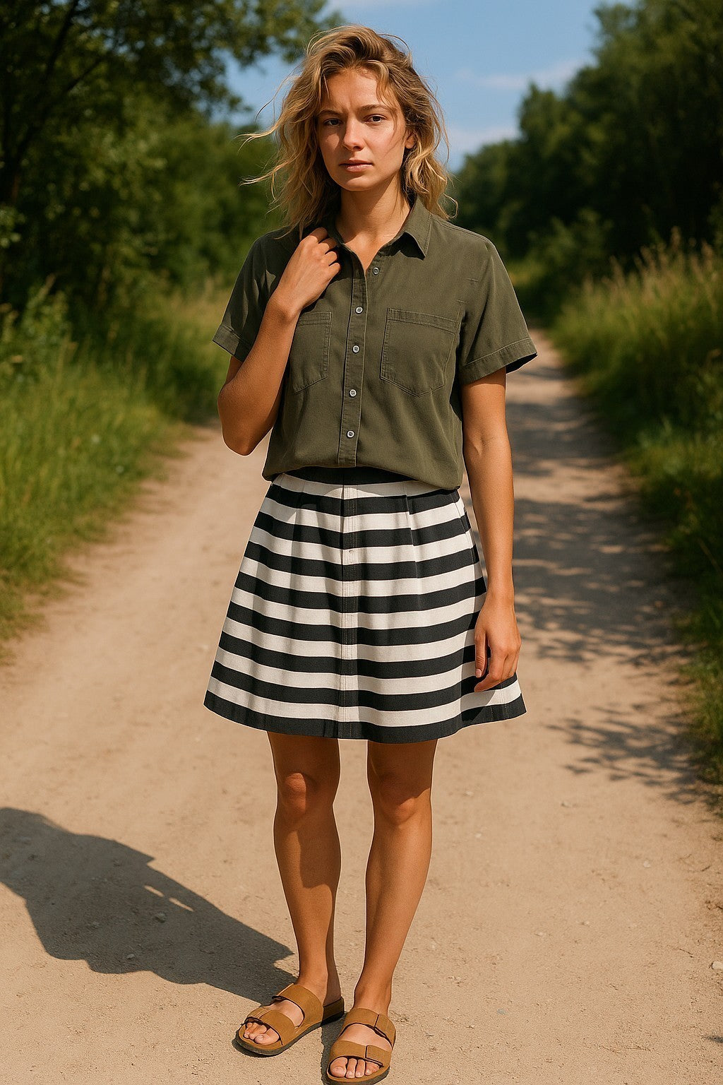 Zara Basic olive green sporty blouse