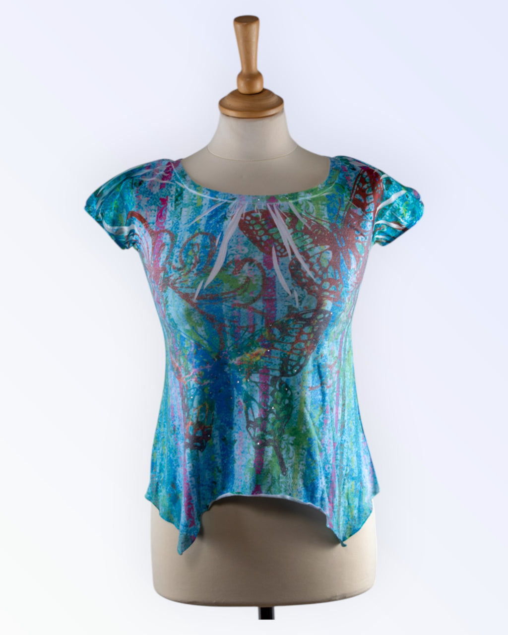 Xhilaration brightly colored butterfly top