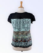 Jade-värinen monivärinen neuletoppi