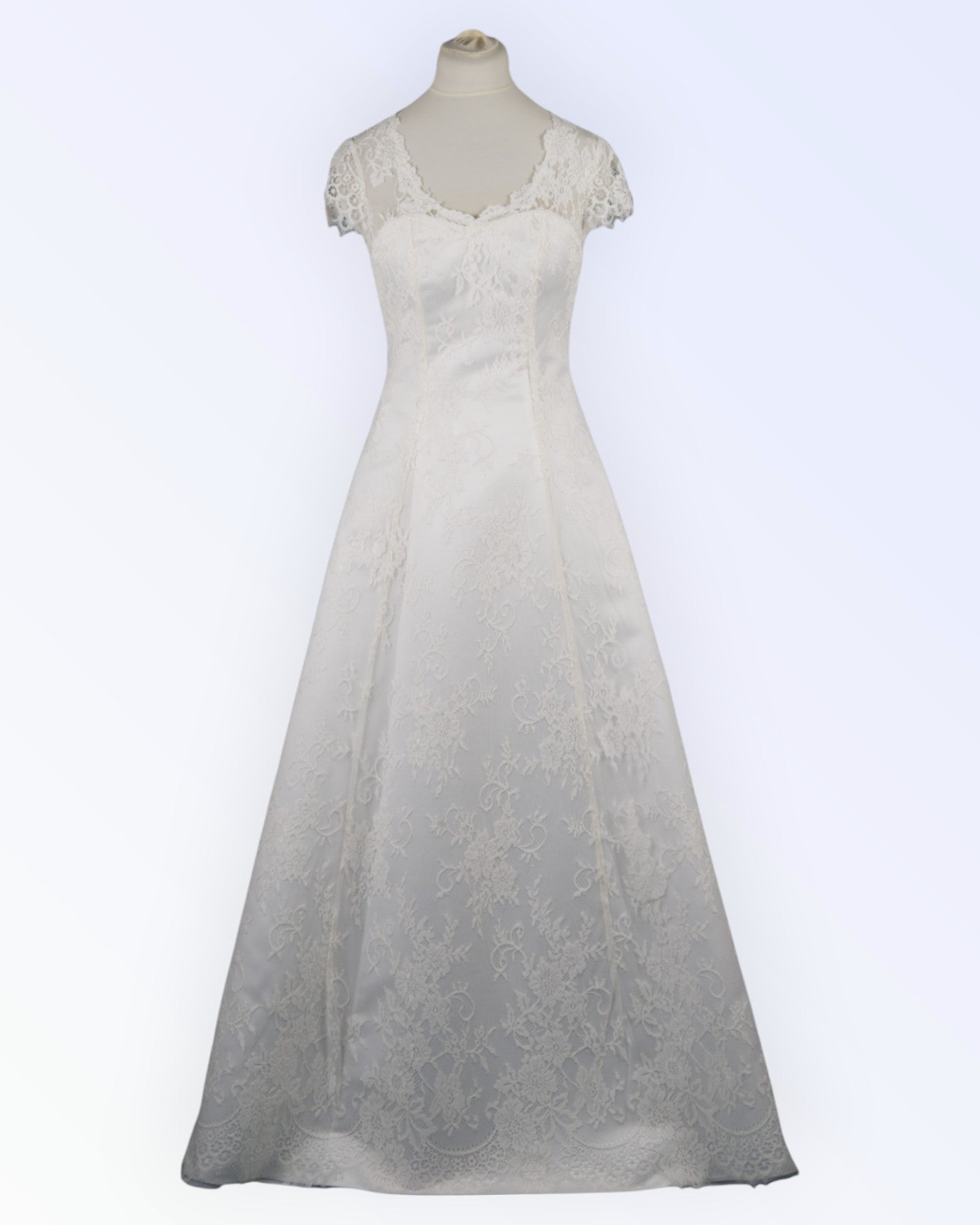 Off-white lace wedding dress