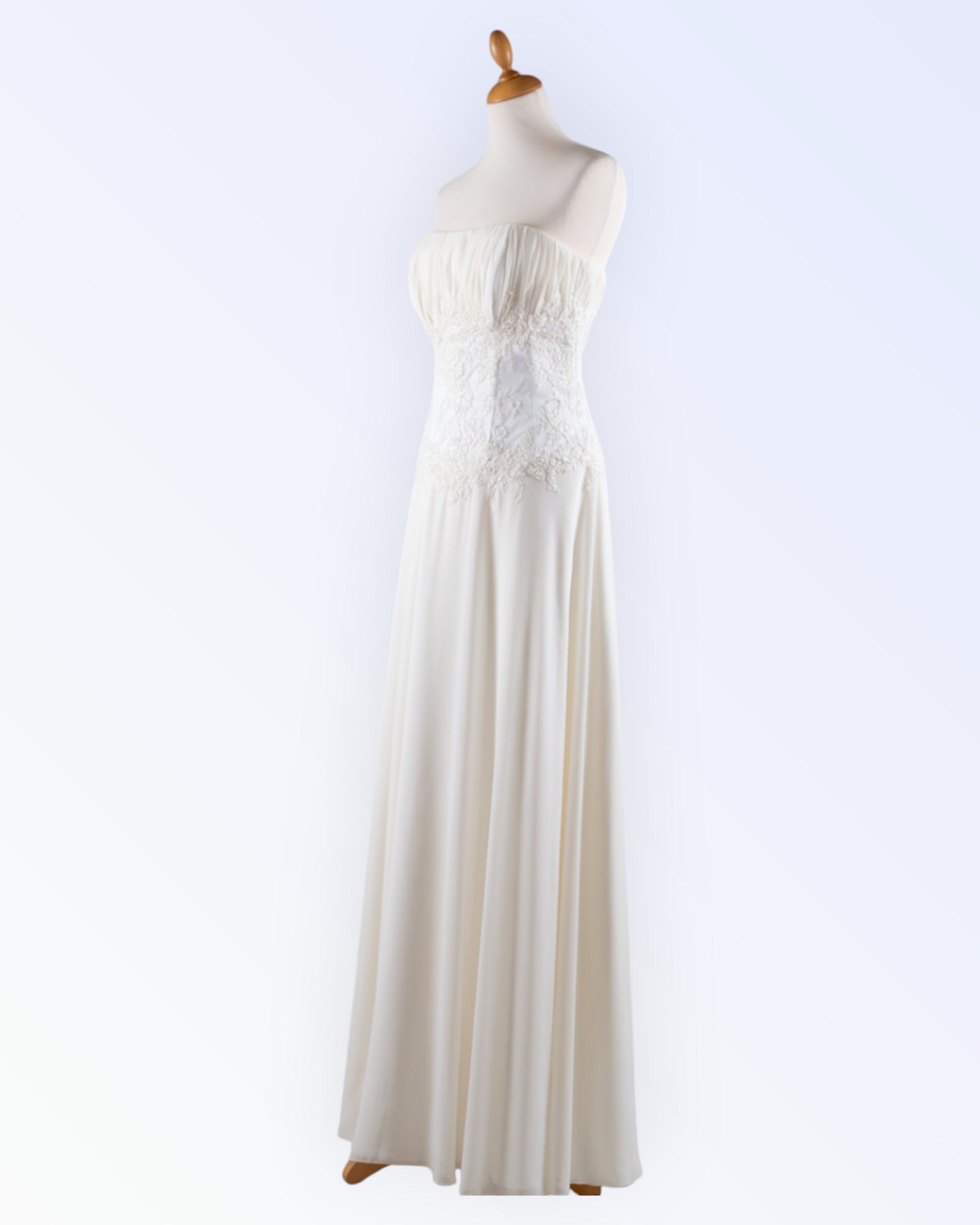 Cream chiffon wedding dress