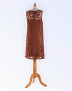 Cream pruun sirgelõikeline pidulik pitskleit