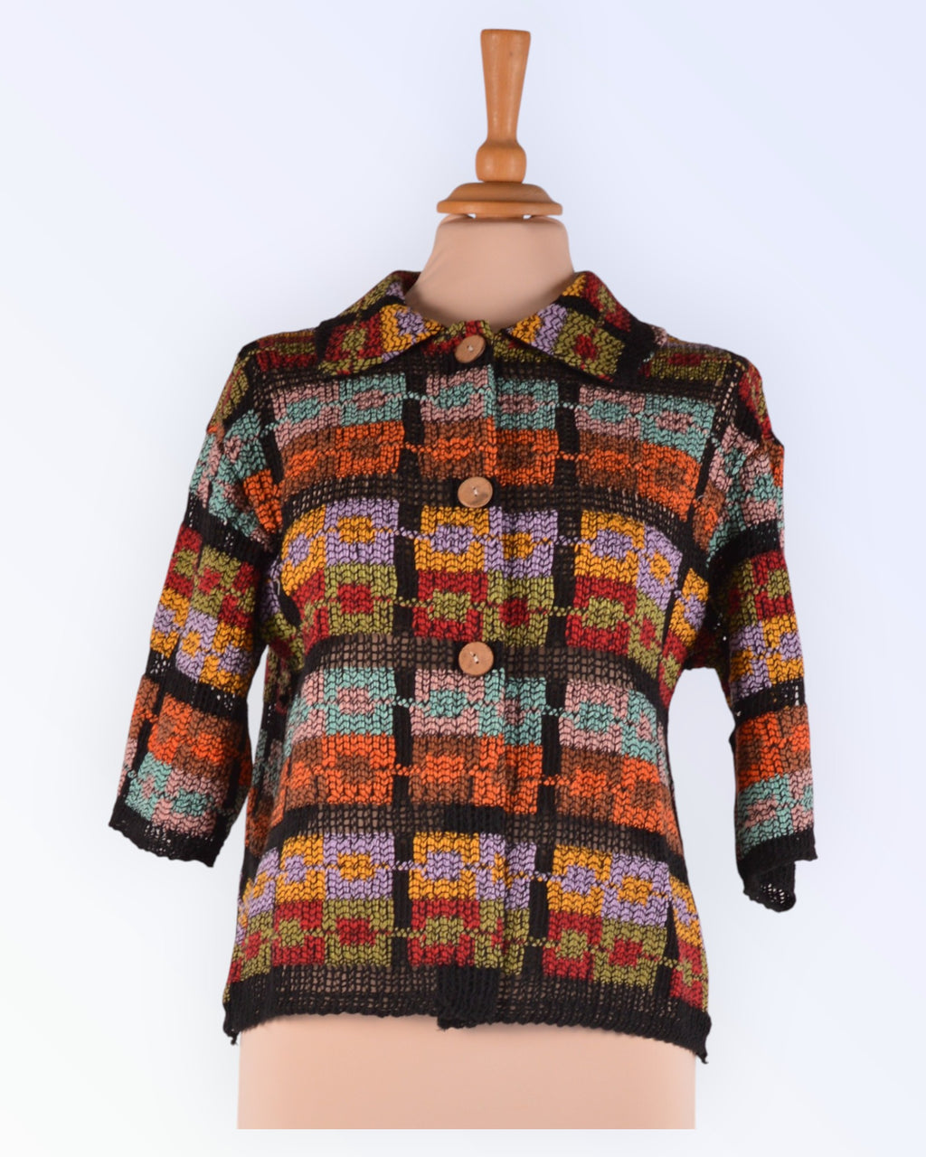 Retro style colorful cardigan