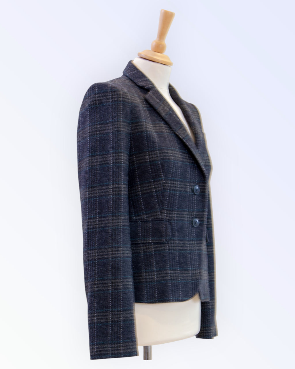 Turnover checked wool blazer jacket