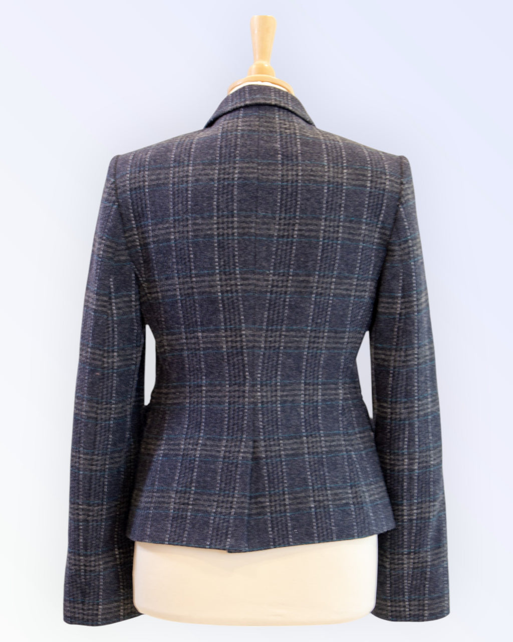 Turnover checked wool blazer jacket