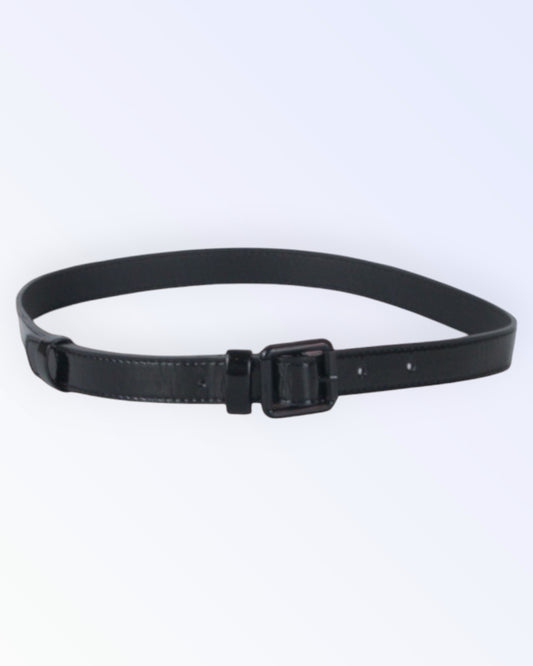 Black narrow faux leather belt