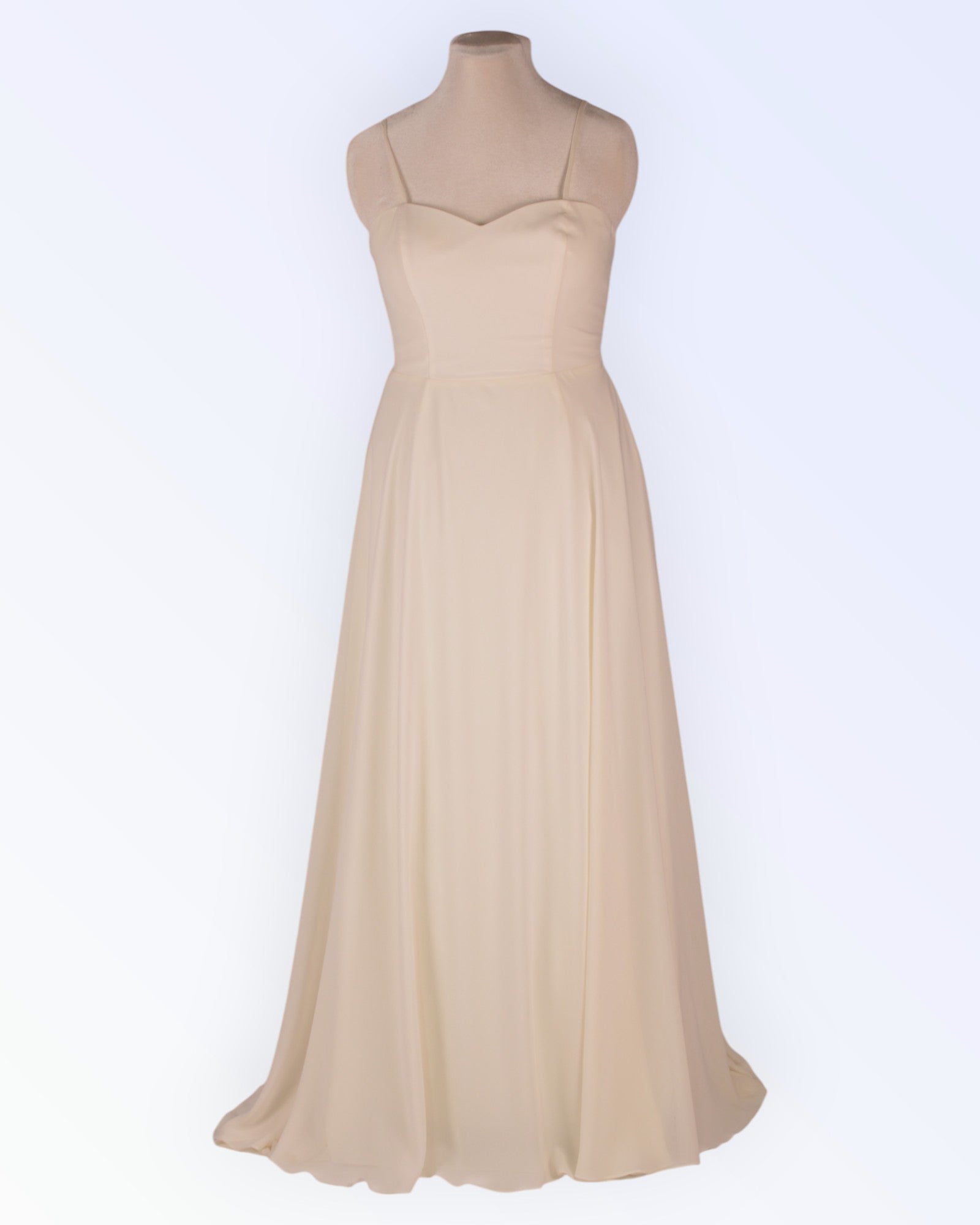 Off-white wedding dress with train