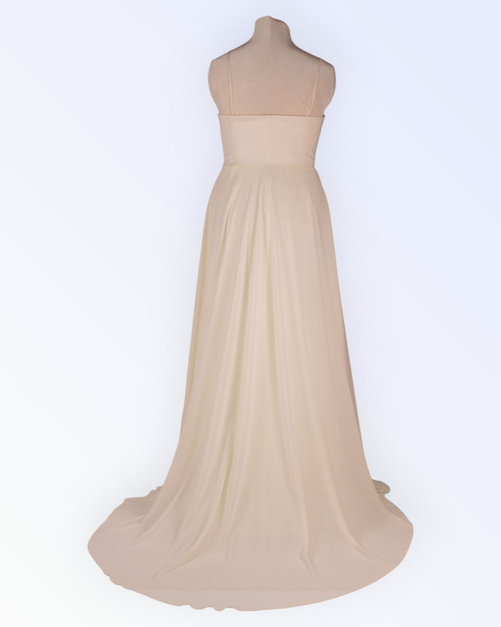 Off-white wedding dress with train