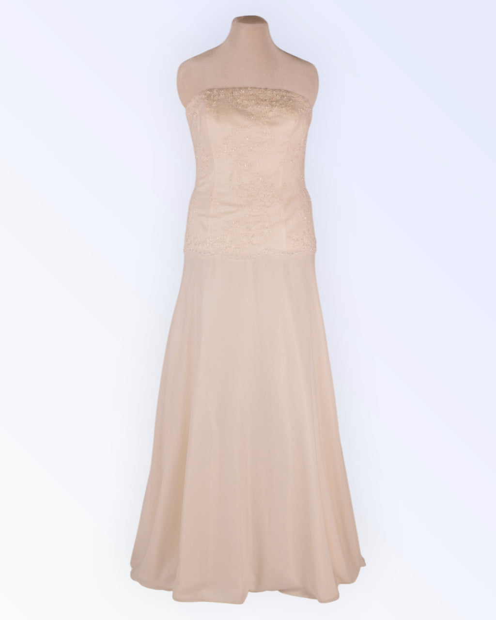 Corset dress with chiffon skirt and pearl embroidery for brides