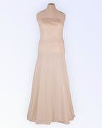 Corset dress with chiffon skirt and pearl embroidery for brides