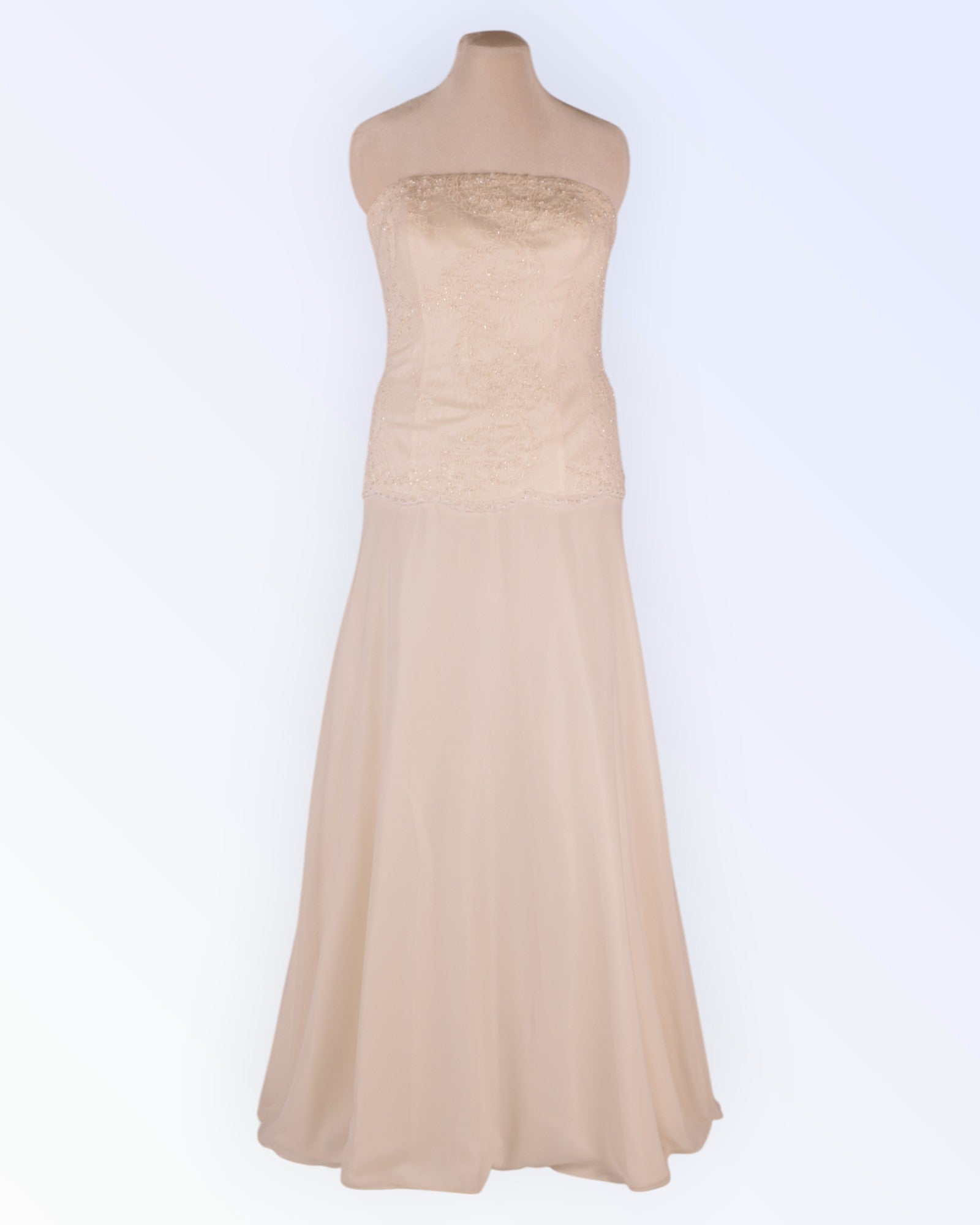 Corset dress with chiffon skirt and pearl embroidery for brides