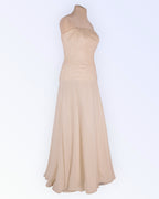 Corset dress with chiffon skirt and pearl embroidery for brides