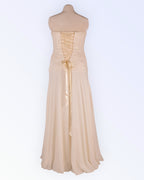 Corset dress with chiffon skirt and pearl embroidery for brides