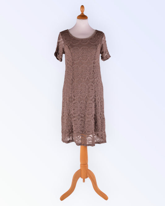 Cream light brown lace dress