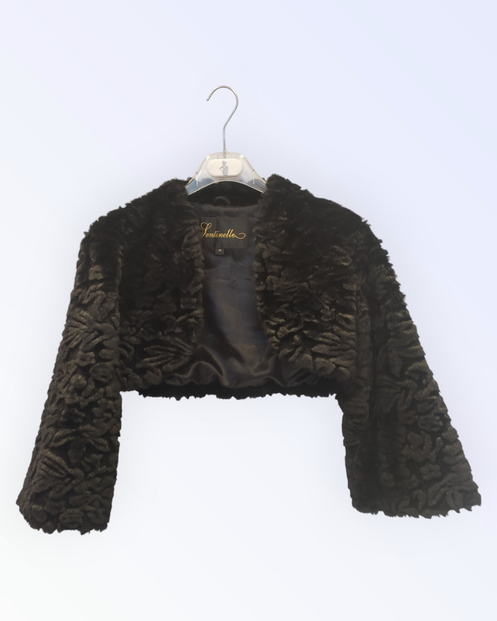 Sentinelle black faux fur formal jacket
