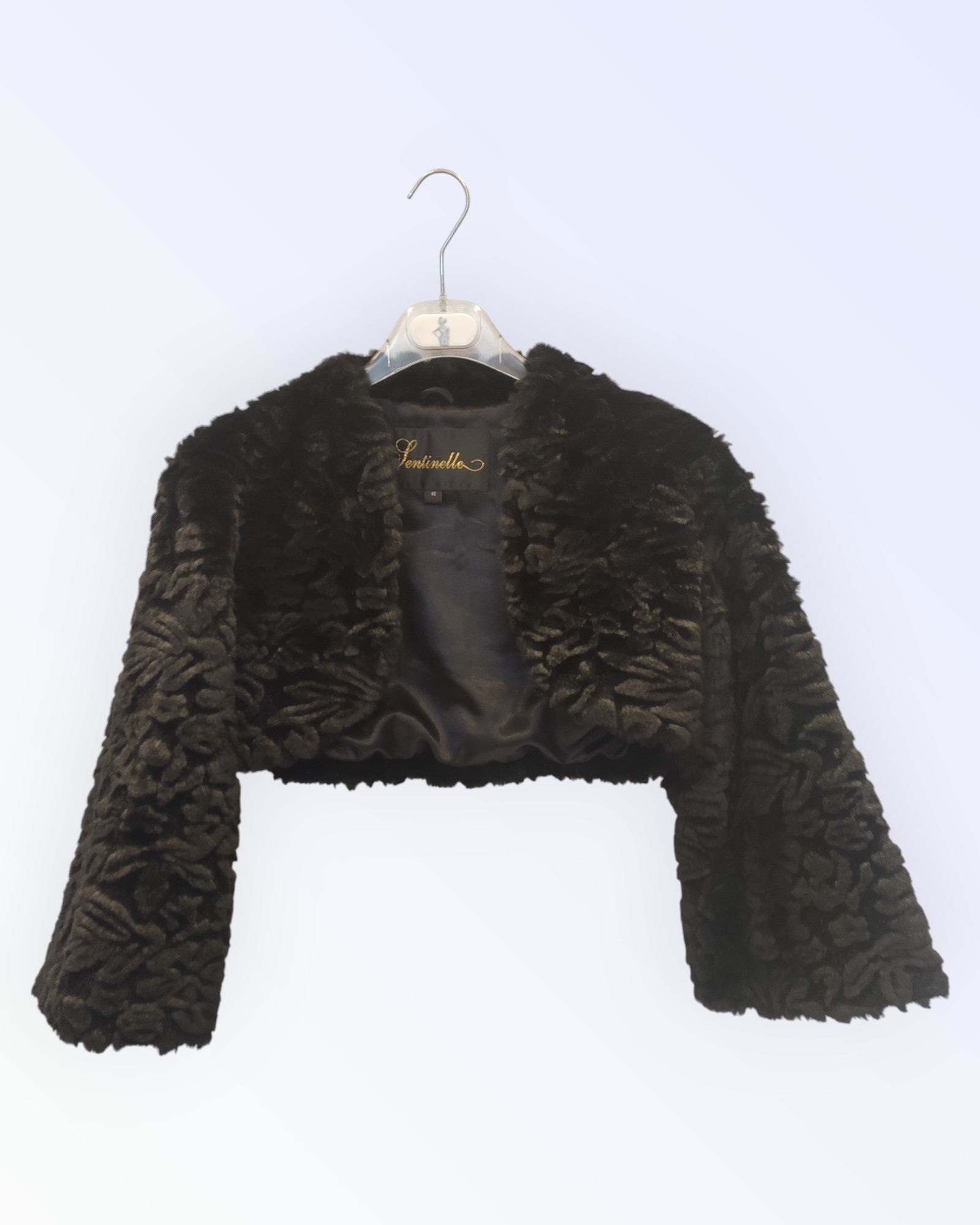 Sentinelle black faux fur formal jacket