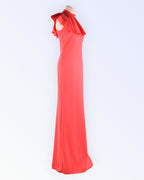 Goddiva lõheroosast trikotaažist pikk pidulik kleit