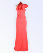 Goddiva lõheroosast trikotaažist pikk pidulik kleit