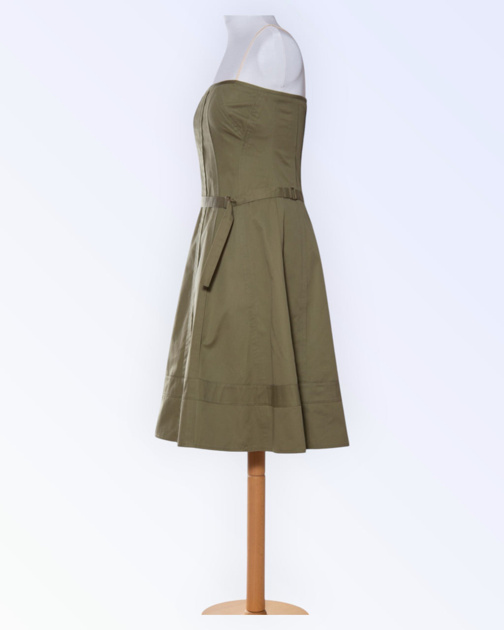 DKNY puuvillane oliivroheline kleit