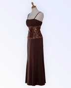 Brown two-piece evening dress