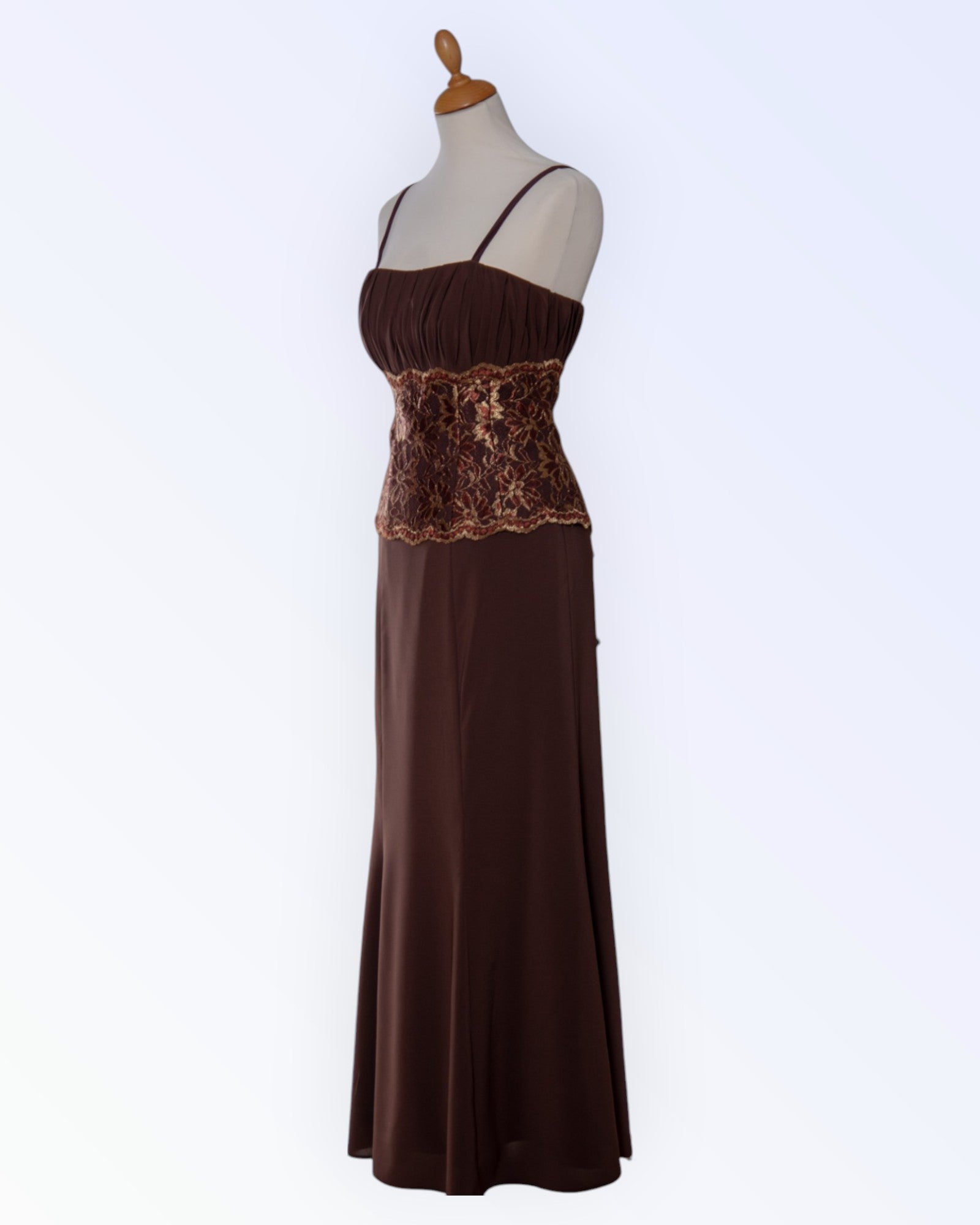 Brown two-piece evening dress