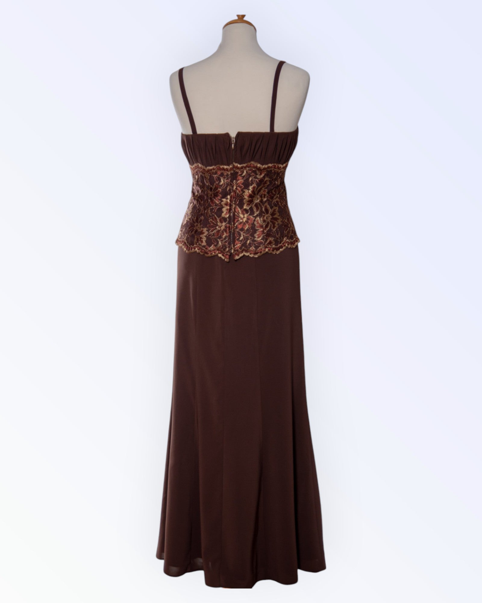 Brown two-piece evening dress